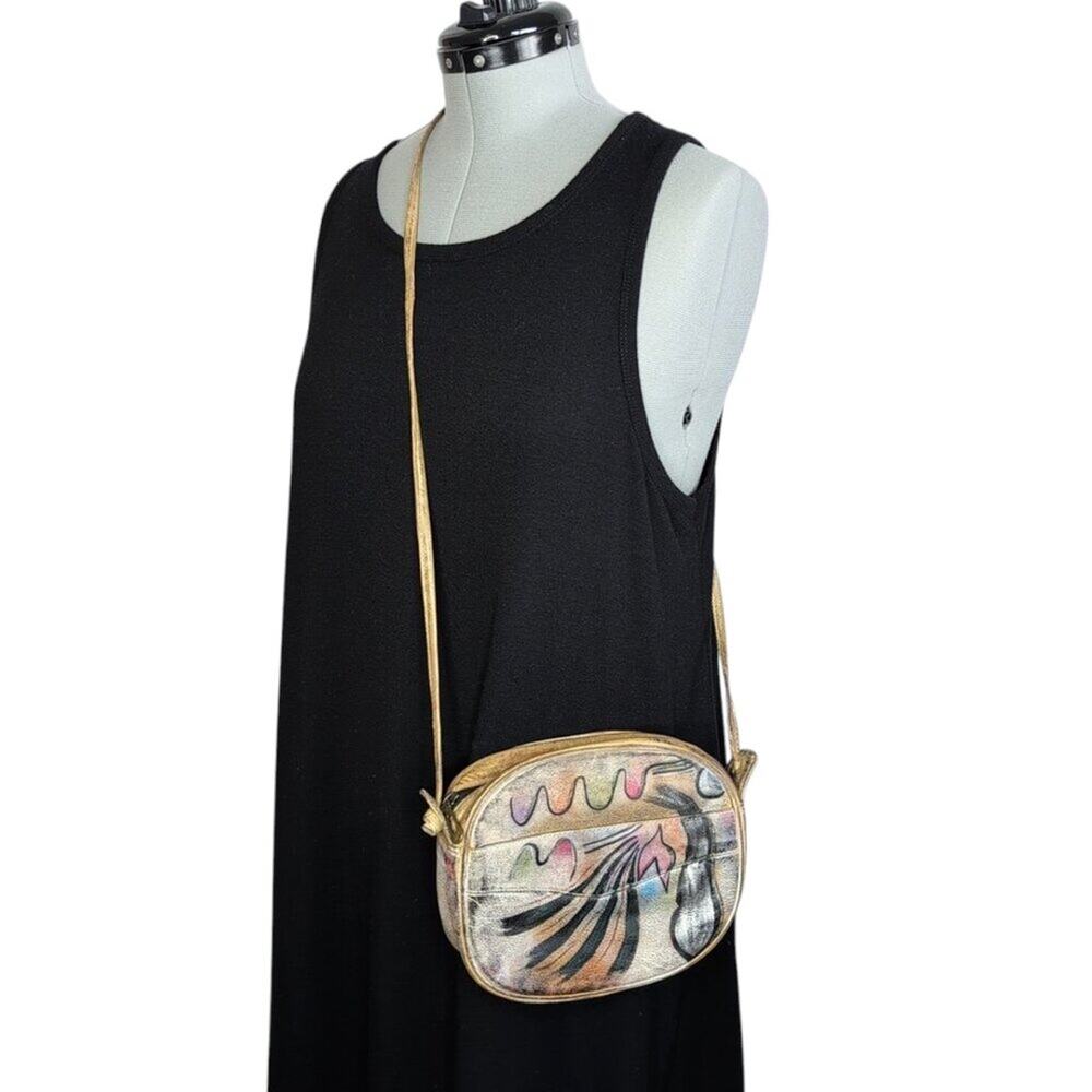 Botary Hand Painted Leather Crossbody Bag, Thin Strap, Boho,